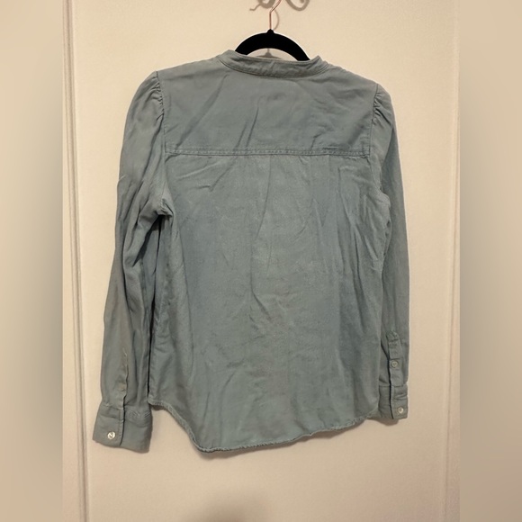 J Society blue chambray button-down with mandarin collar - Size M - Picture 5 of 9